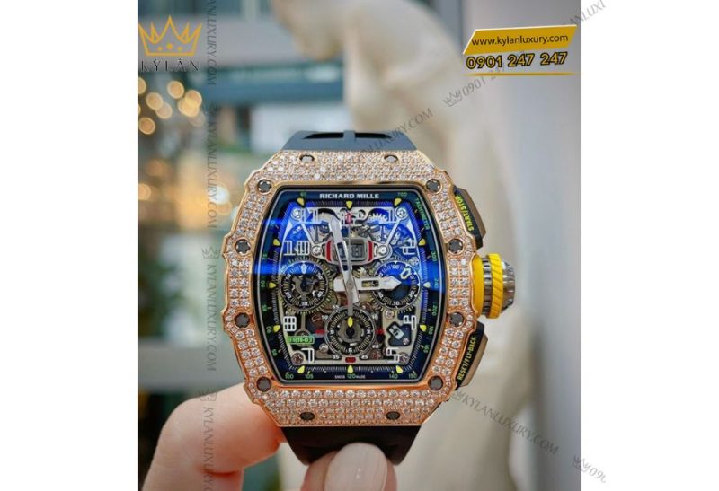 Richard Mille RM 11-03 Full Diamond nạm kim cương brilliant và vàng hồng 18k 