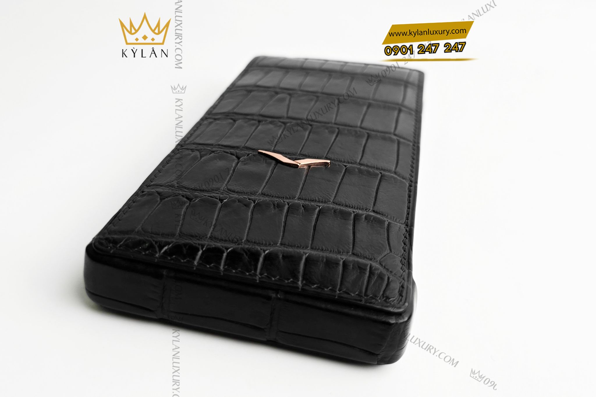 Kỳ Lân Luxury Bao da MetaVertu da ca sau mau den 1 Bao da Vertu MetaVertu da cá sấu màu đen