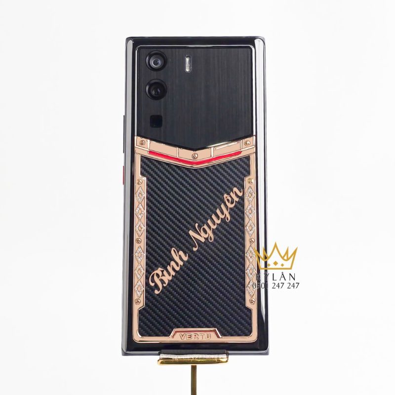 Điện thoại Vertu MetaVertu Carbon điểm vàng, khắc chữ, vỏ Carbon đen nhám
