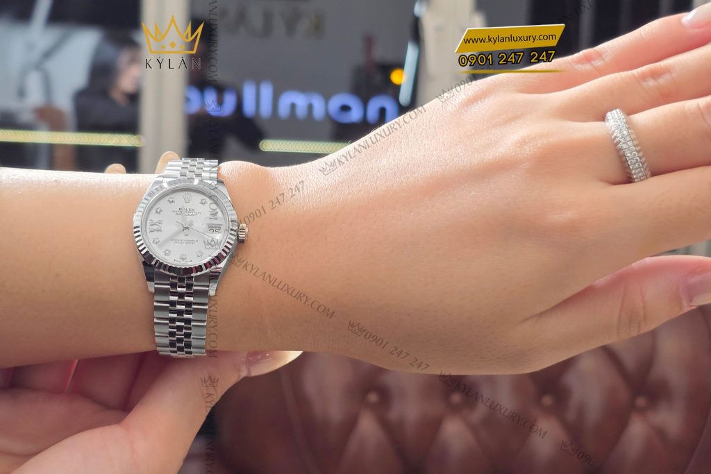 Kỳ Lân Luxury Dong ho Rolex Lady Datejust 28 279174 0021 mat so bac 10 Đồng hồ Rolex Lady-Datejust 28 279174-0021 mặt số bạc