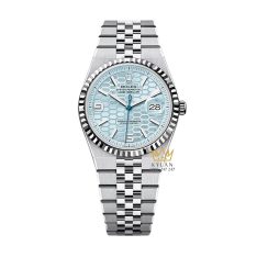 Đồng hồ Rolex Land-Dweller 36 bạch kim mặt xanh băng 127236-0001