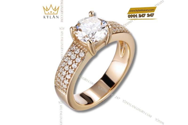 Nhẫn Aurora Ring vàng hồng nguyên khối Au750 đính kim cương