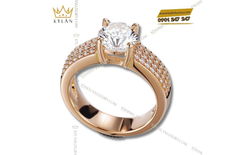 Nhẫn Aurora Ring vàng hồng nguyên khối Au750 đính kim cương