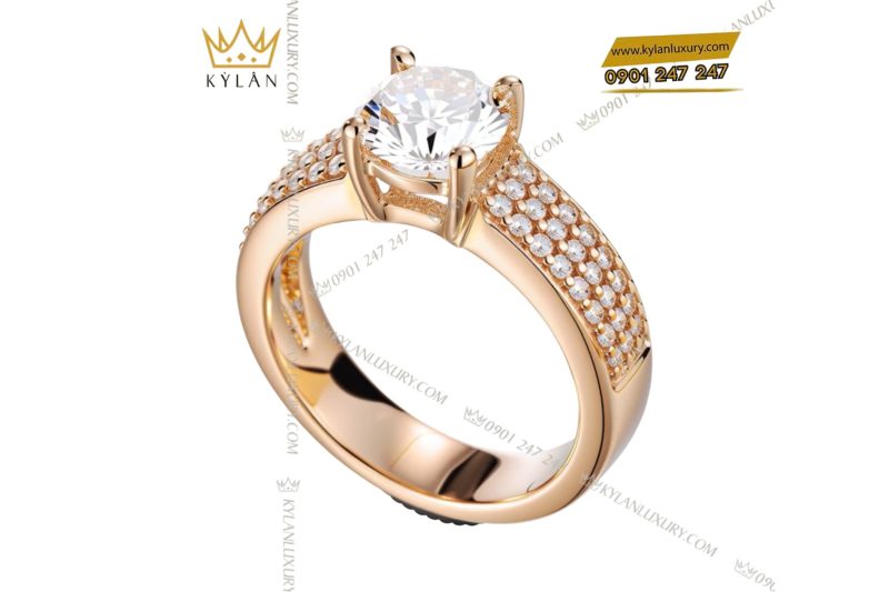 Nhẫn Aurora Ring vàng hồng nguyên khối Au750 đính kim cương