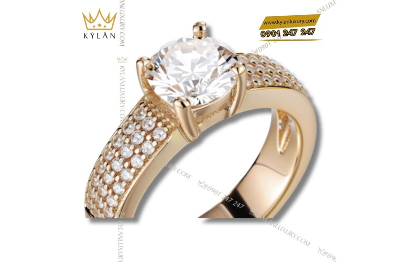 Nhẫn Aurora Ring vàng hồng nguyên khối Au750 đính kim cương