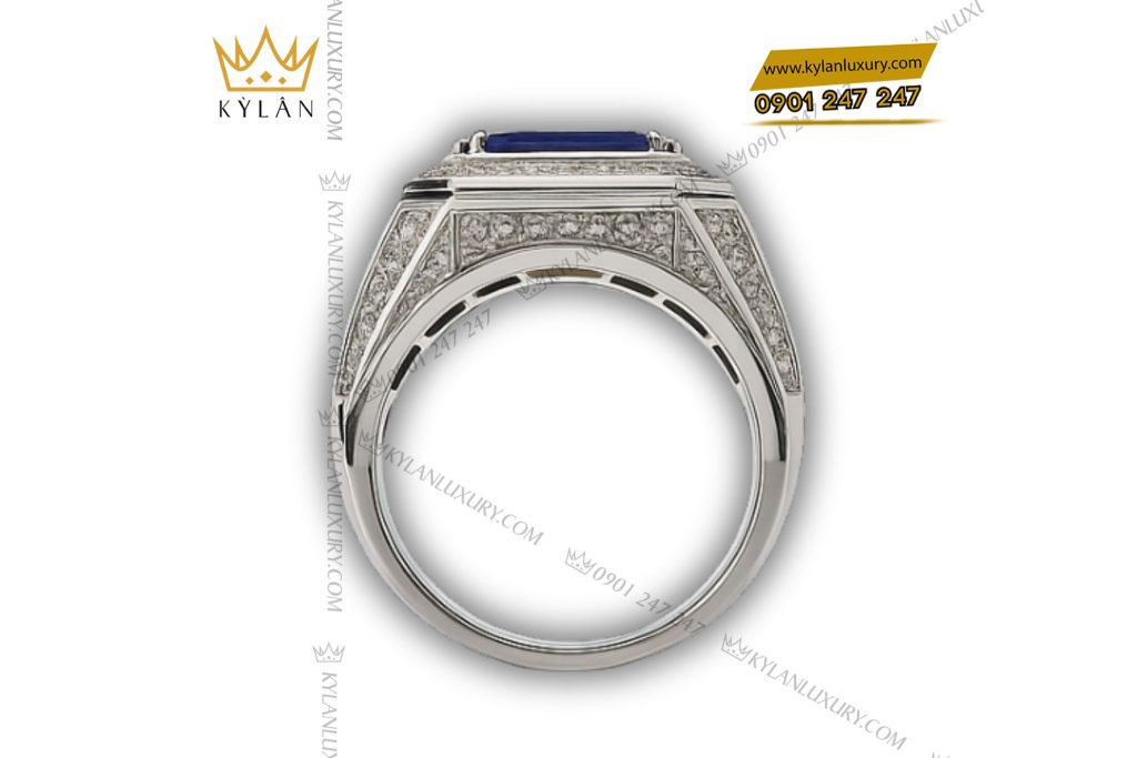 Kỳ Lân Luxury Nhan Nam Regal Blue Vang Trang Au750 2 Nhẫn nam Regal Blue vàng trắng nguyên khối Au750