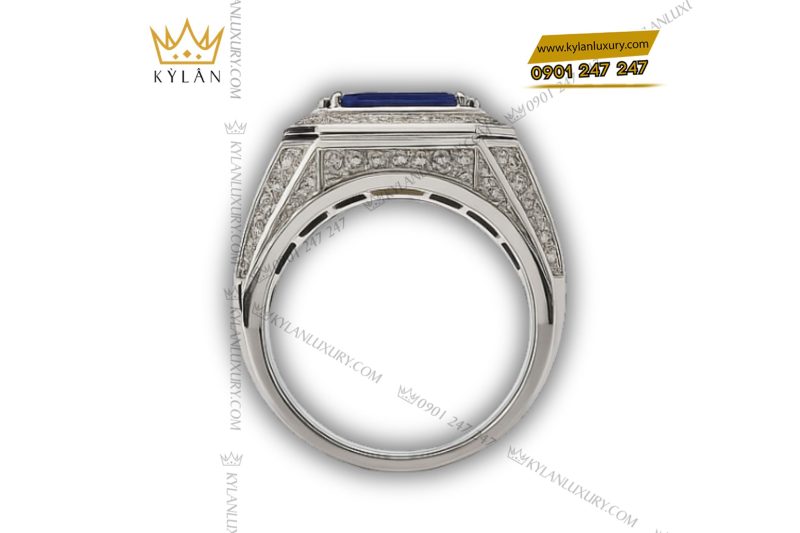Nhẫn nam Regal Blue vàng trắng nguyên khối Au750