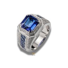 Nhẫn nam Regal Blue vàng trắng Au750