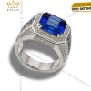 Nhẫn nam Regal Blue vàng trắng nguyên khối Au750