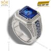 Nhẫn nam Regal Blue vàng trắng nguyên khối Au750