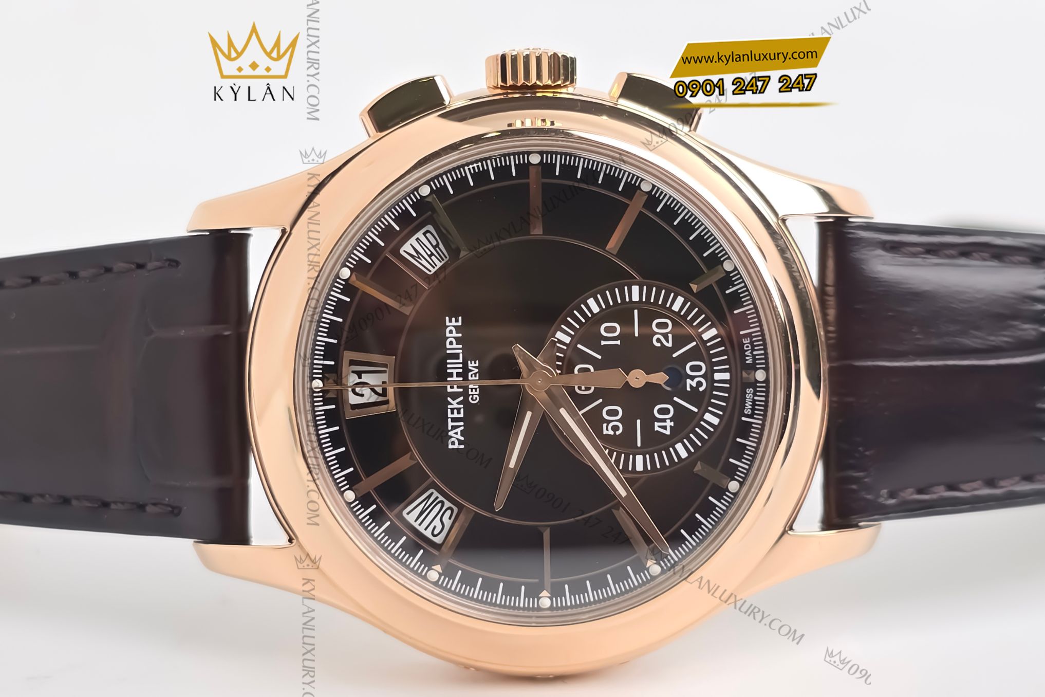 Kỳ Lân Luxury Patek Philippe Complications 5905R 001 Mat So Nau 1 1 Đồng Hồ Patek Philippe Complications 5905R 001 Mặt Số Nâu