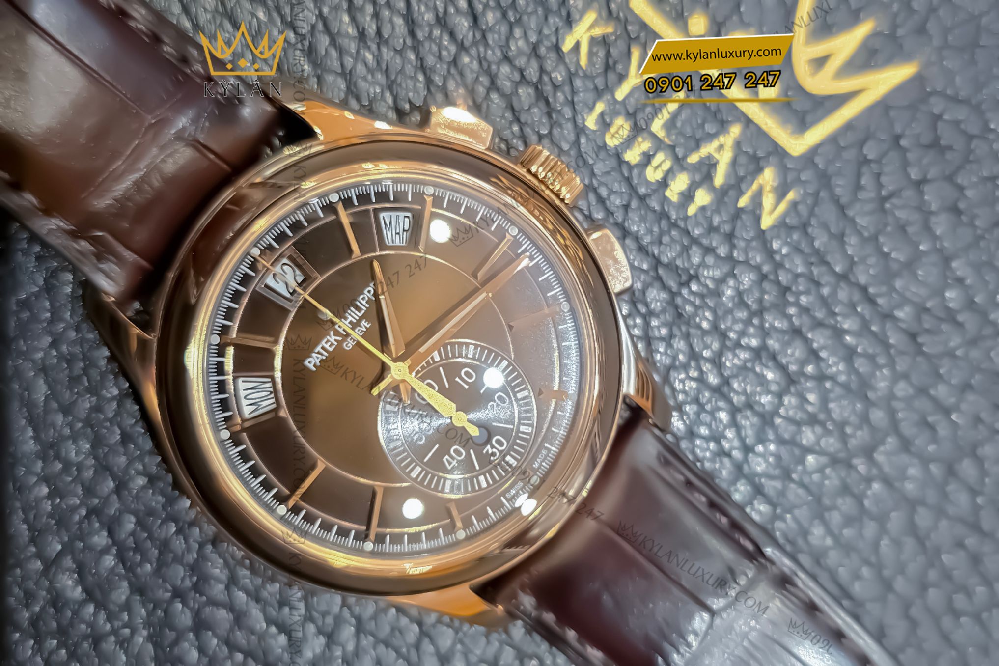 Kỳ Lân Luxury Patek Philippe Complications 5905R 001 Mat So Nau 5 Đồng hồ Patek Philippe Complications 5905R 001 mặt số nâu