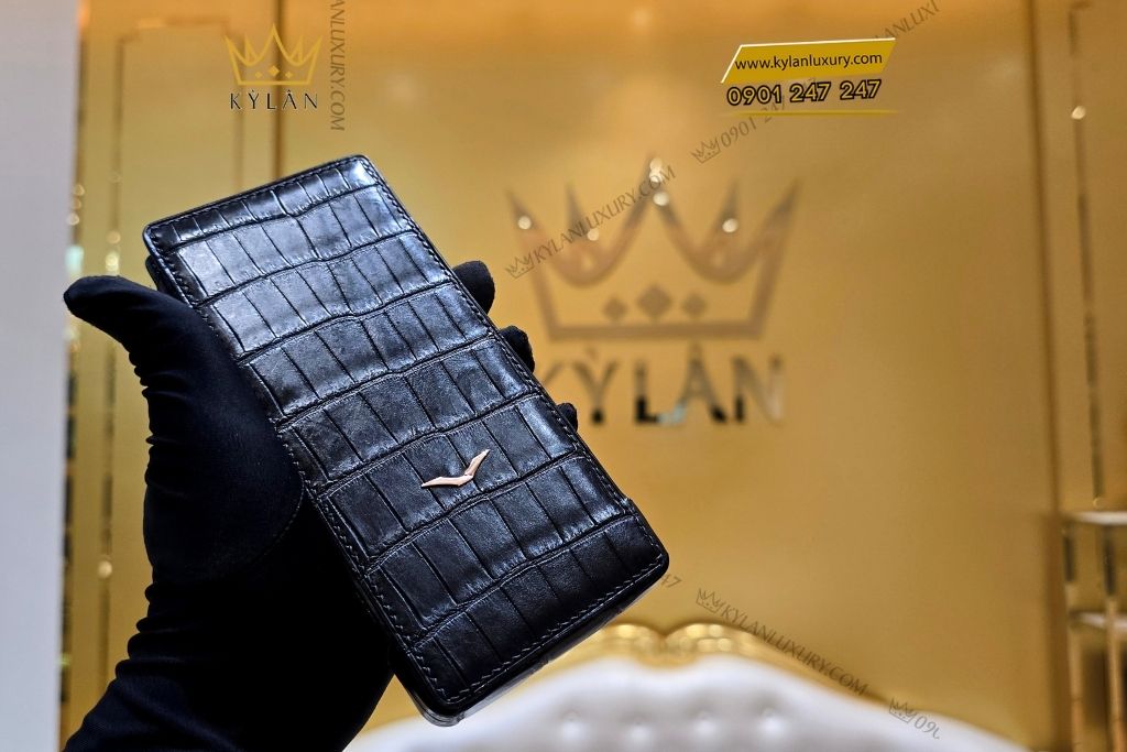 Kỳ Lân Luxury bao da vertu meta2 da ca sau mau den 1 Bao da Vertu Meta 2 da cá sấu màu đen