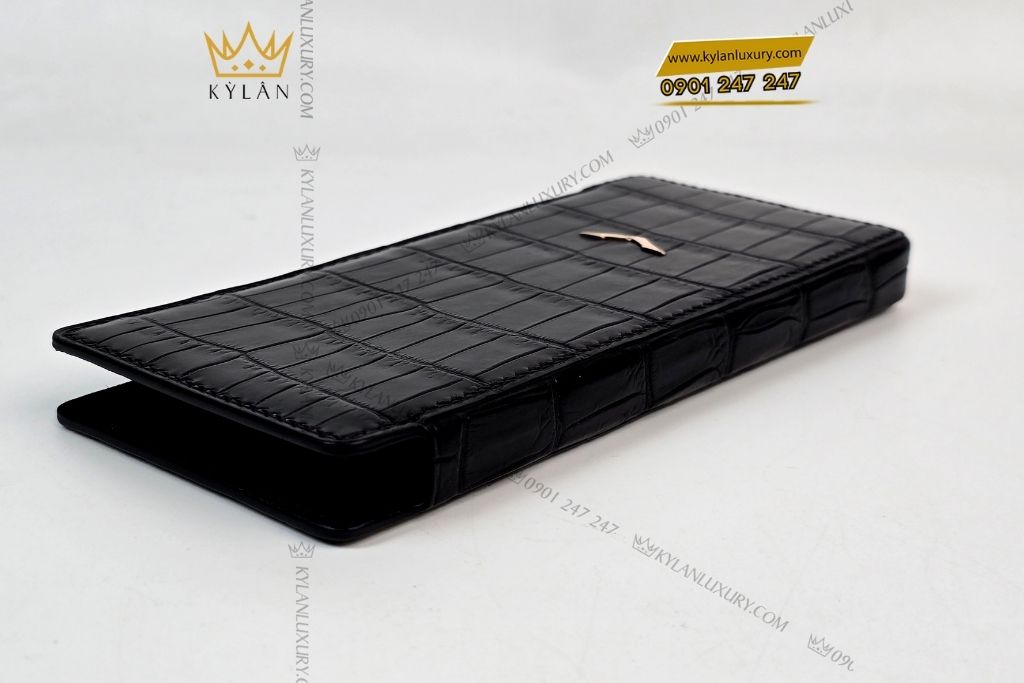 Kỳ Lân Luxury bao da vertu meta2 da ca sau mau den 4 Bao da Vertu Meta 2 da cá sấu màu đen