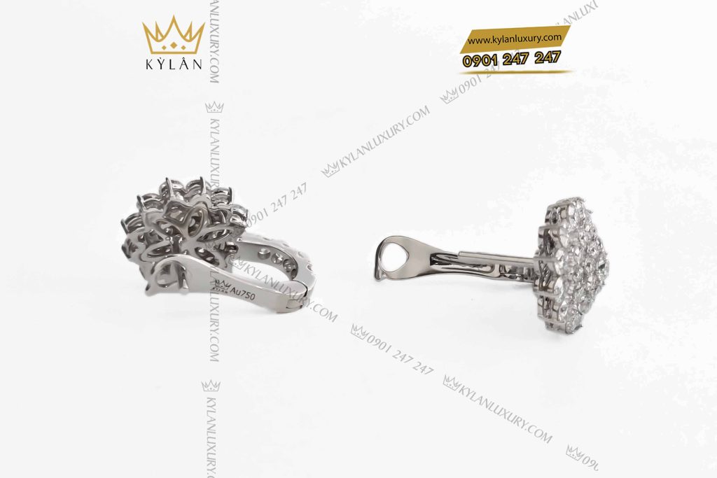 Kỳ Lân Luxury bong tai hoa vang trang nguyen khoi au750 dinh kim cuong 2 Bông tai hoa vàng trắng nguyên khối Au750 đính kim cương