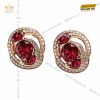 Bông Tai Opulent Garnet vàng nguyên khối Au750 đính đá quý đỏ