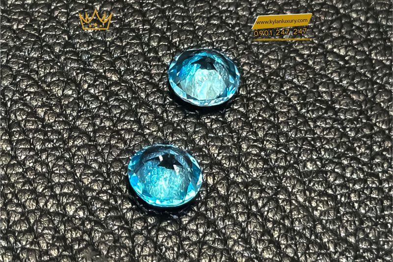 Cặp đá quý Topaz Xanh Biển