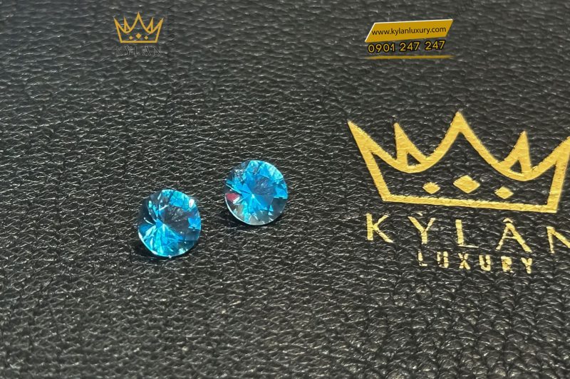 Cặp đá quý Topaz Xanh Biển