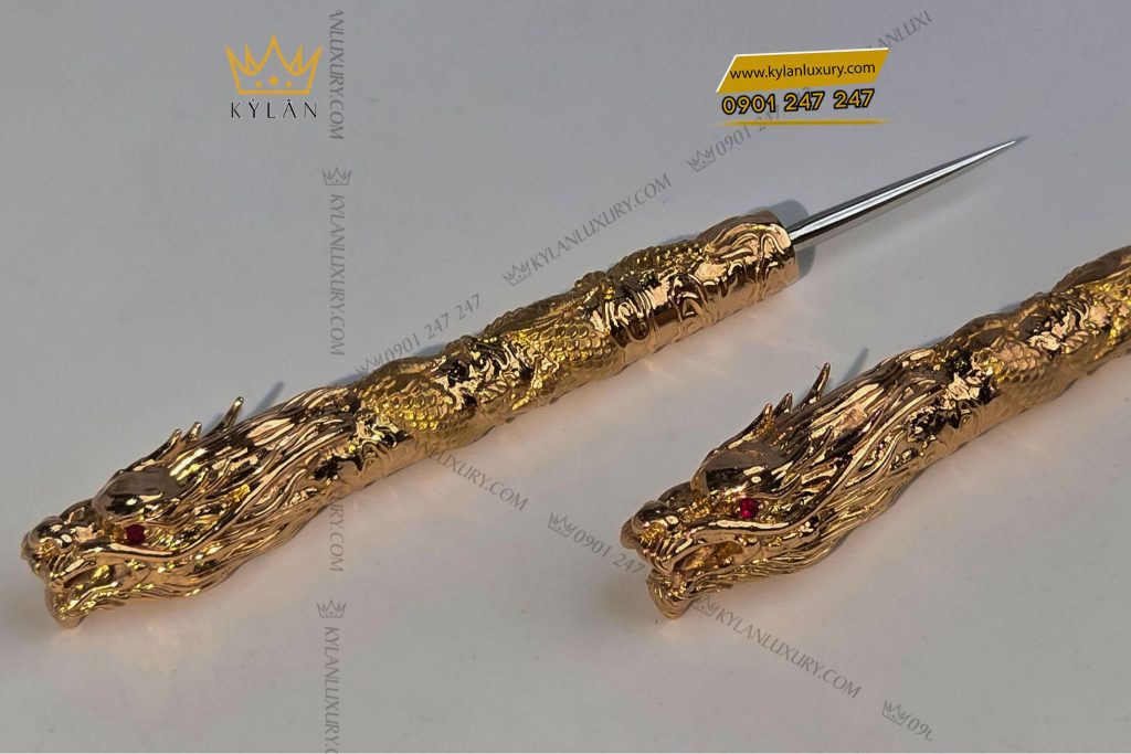 Kỳ Lân Luxury cay xam xi ga vang khoi au750 2 Cây xăm xì gà vàng khối Au750