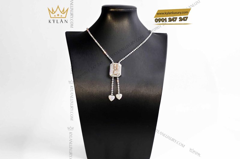 Dây chuyền HC vàng nguyên khối Au750 đính kim cương
