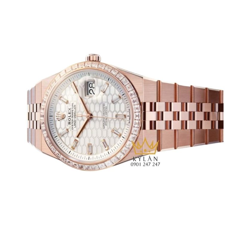 Đồng hồ Rolex Land-Dweller 36 M127285TBR-0002 Vàng Everose 18ct mặt trắng họa tiết tổ ong