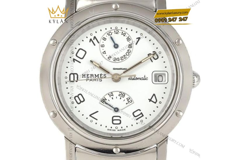 Kỳ Lân Luxury dong ho hermes clipper cl5.710 2 Đồng hồ Hermès Clipper CL5.710 mặt số trắng