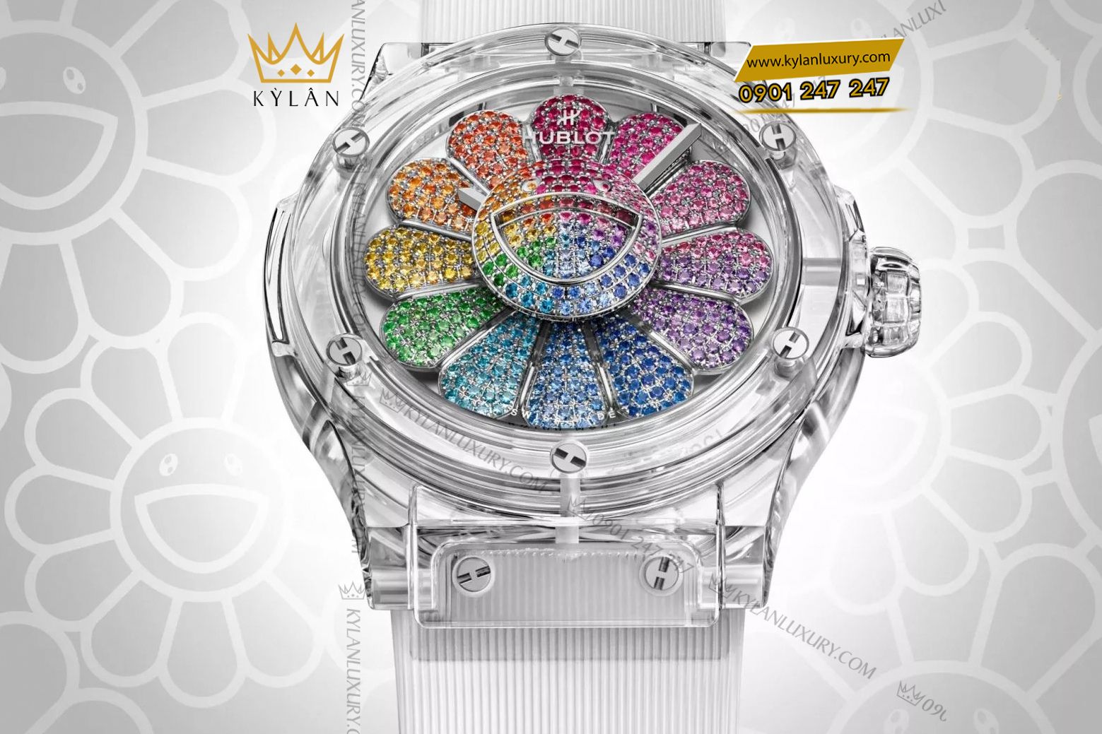 Kỳ Lân Luxury dong ho hublot classic fusion takashi murakami Đồng hồ Hublot Classic Fusion Takashi Murakami Sapphire Rainbow 507.JX.0800.RT.TAK21