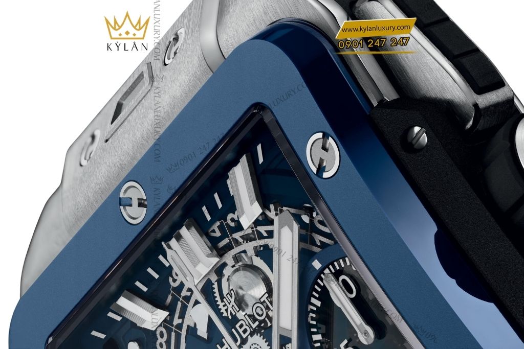 Kỳ Lân Luxury dong ho hublot square bang unico titanium blue ceramic 42 3 Đồng hồ Hublot Square Bang Unico Titanium Blue Ceramic 42mm 821.NL.5170.RX
