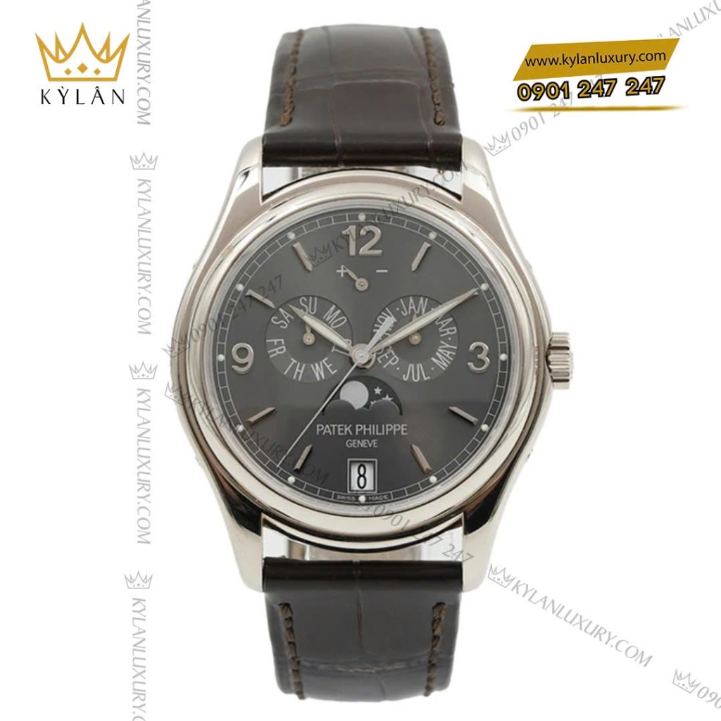 Kỳ Lân Luxury dong ho patek philippe complications 5146G 010 4 Đồng hồ Patek Philippe Complications 5146G-010 vàng trắng mặt số xám đá phiến