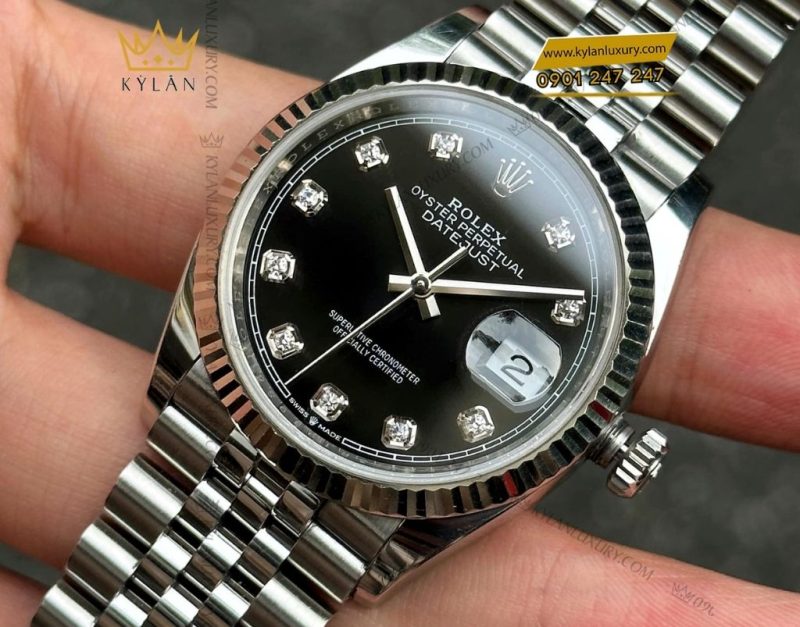 Đồng hồ Rolex Datejust 36mm M126234-0027 mặt số đen nạm kim cương