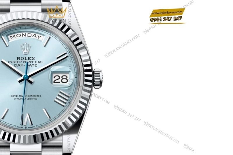 Đồng hồ Rolex Day-Date 36 M128236-0018 Bạch kim mặt số xanh băng giá