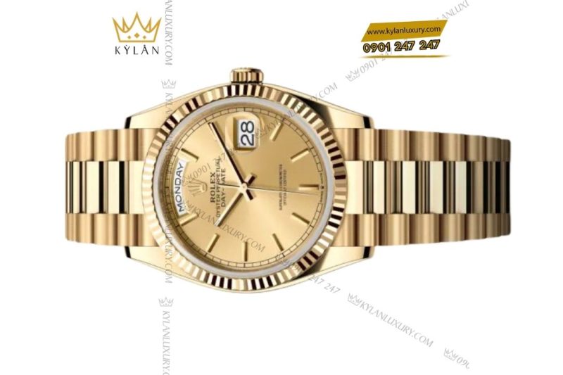 Đồng hồ Rolex Day-Date 36 M128238-0045 vàng kim 18ct mặt số Champagne
