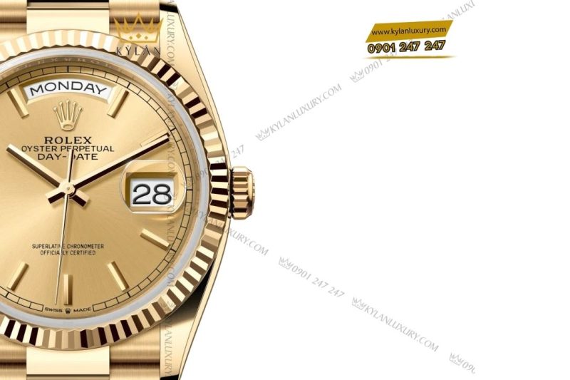 Đồng hồ Rolex Day-Date 36 M128238-0045 vàng kim 18ct mặt số Champagne