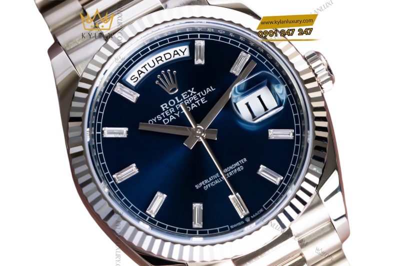 Đồng hồ Rolex Day-Date 36 M128239-0069 vàng trắng mặt số xanh dương đính kim cương