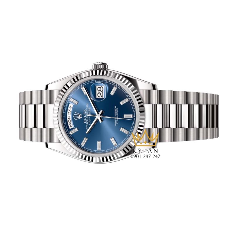 Đồng hồ Rolex Day-Date 36 M128239-0069 vàng trắng mặt số xanh dương đính kim cương