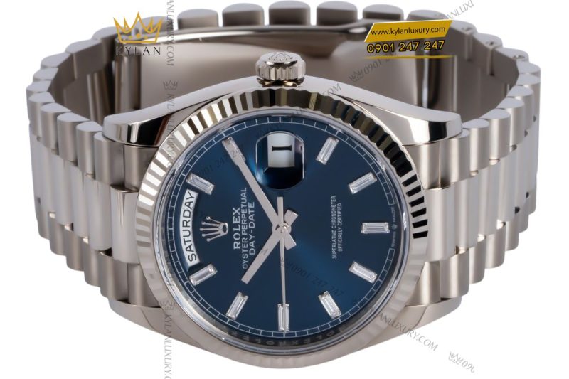 Đồng hồ Rolex Day-Date 36 M128239-0069 vàng trắng mặt số xanh dương đính kim cương