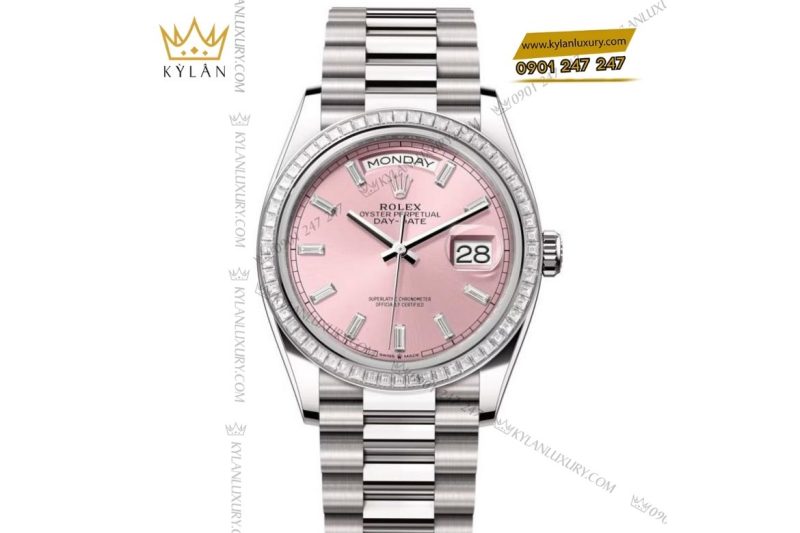 Đồng hồ Rolex Day-Date 36 M128399TBR-0029 vàng trắng mặt số hồng đính kim cương