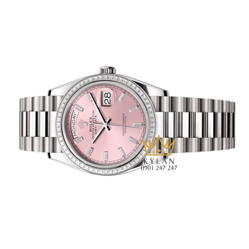 Đồng hồ Rolex Day-Date 36 M128399TBR-0029 vàng trắng mặt số hồng đính kim cương