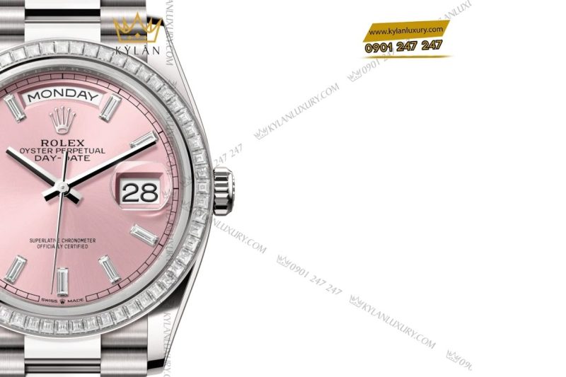 Đồng hồ Rolex Day-Date 36 M128399TBR-0029 vàng trắng mặt số hồng đính kim cương