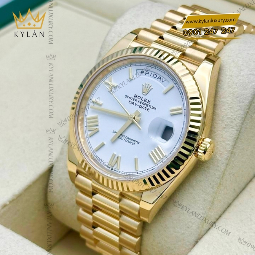Kỳ Lân Luxury dong ho rolex day date 40 m228238 0042 vang kim 18ct voi mat so trang 6 Đồng hồ Rolex Day Date 40 mặt trắng cọc La Mã 228238-0042