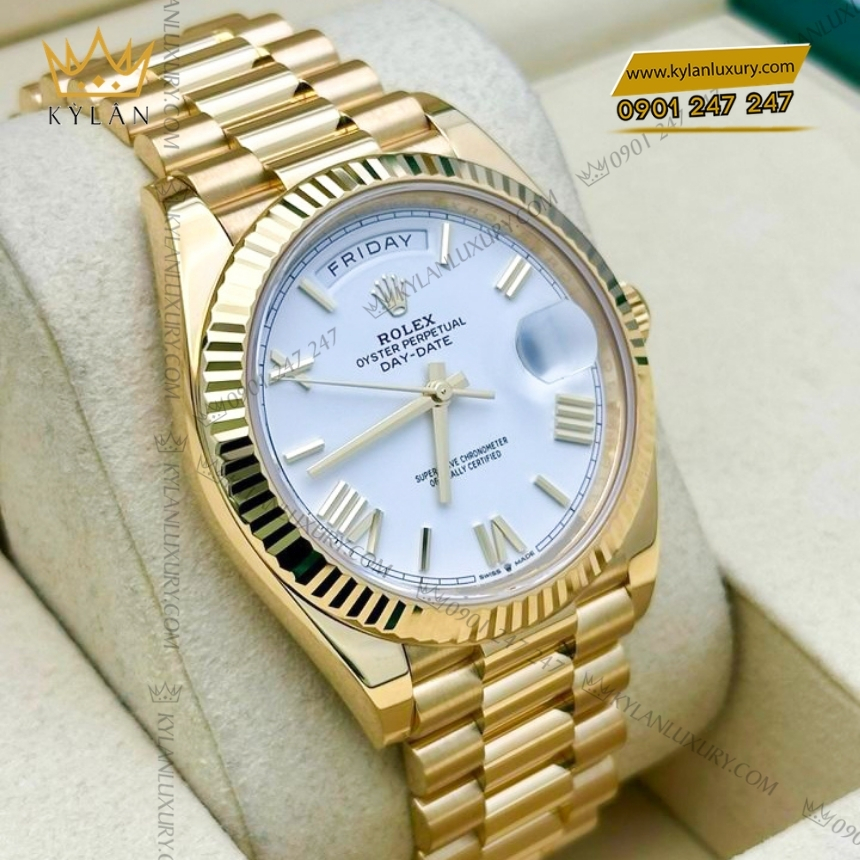 Kỳ Lân Luxury dong ho rolex day date 40 m228238 0042 vang kim 18ct voi mat so trang 7 Đồng hồ Rolex Day Date 40 mặt trắng cọc La Mã 228238-0042