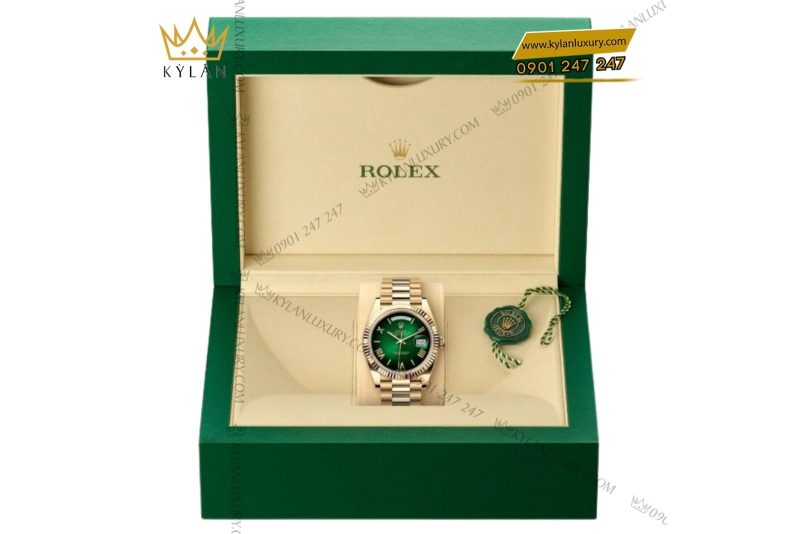 Đồng hồ Rolex Day-Date 40 M228238-0069 vàng kim 18ct mặt số xanh lá Ombré