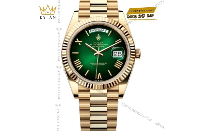 Đồng hồ Rolex Day-Date 40 M228238-0069 vàng kim 18ct mặt số xanh lá Ombré