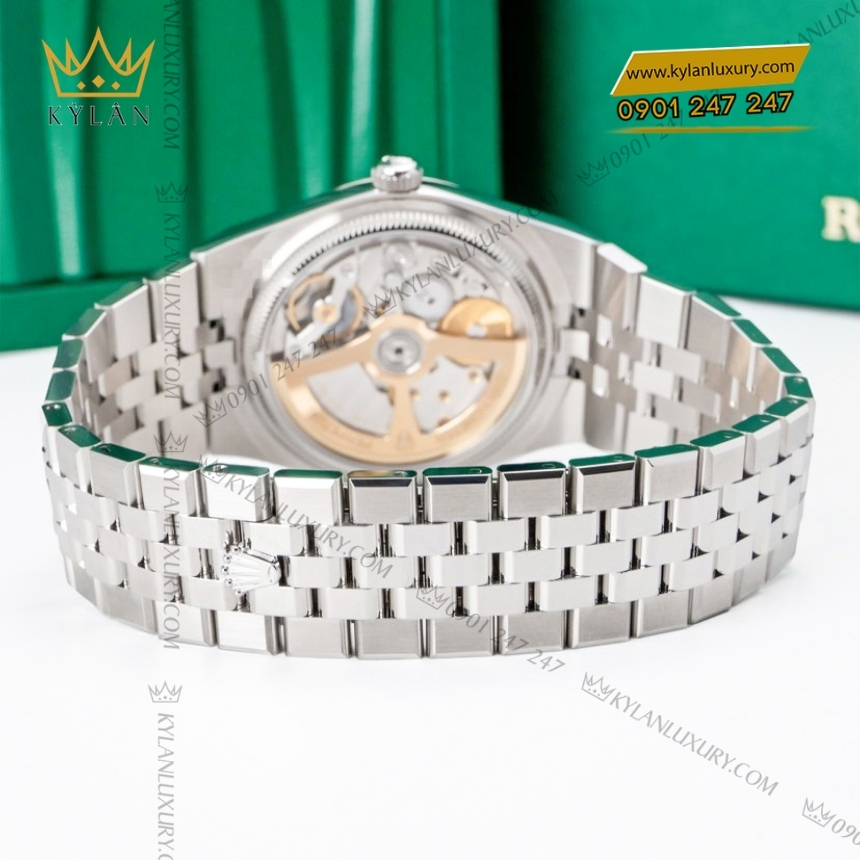 Kỳ Lân Luxury dong ho rolex land dweller 36 m127234 mat trang hoa tiet to ong 10 Đồng hồ Rolex Land Dweller 36 127234-0001 trắng họa tiết tổ ong