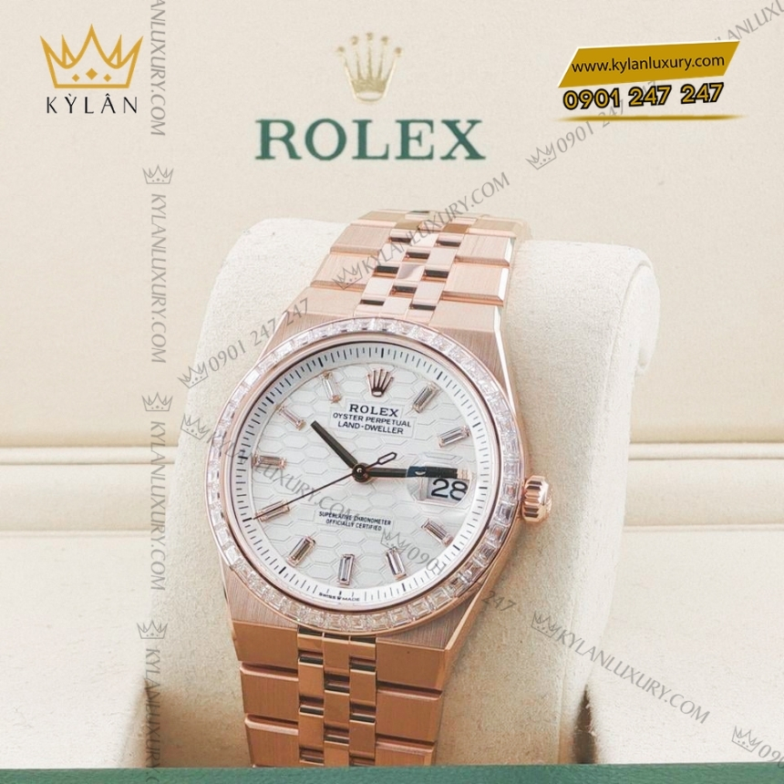 Kỳ Lân Luxury dong ho rolex land dweller 36 m127285 vang everose 18ct 3 Đồng hồ Rolex Land Dweller 36 vàng hồng vành kim 127285TBR-0002