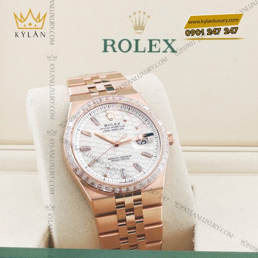 Kỳ Lân Luxury dong ho rolex land dweller 36 m127285 vang everose 18ct 5 Đồng hồ Rolex Land Dweller 36 vàng hồng vành kim 127285TBR-0002