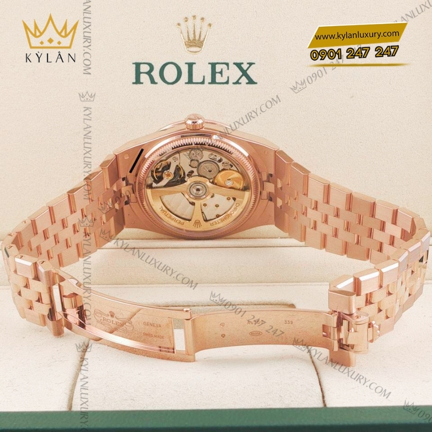 Kỳ Lân Luxury dong ho rolex land dweller 36 m127285 vang everose 18ct 9 Đồng hồ Rolex Land Dweller 36 vàng hồng vành kim 127285TBR-0002