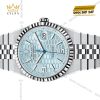 Đồng hồ Rolex Land-Dweller 40 M127336-0001 Bạch kim mặt xanh băng giá họa tiết tổ ong