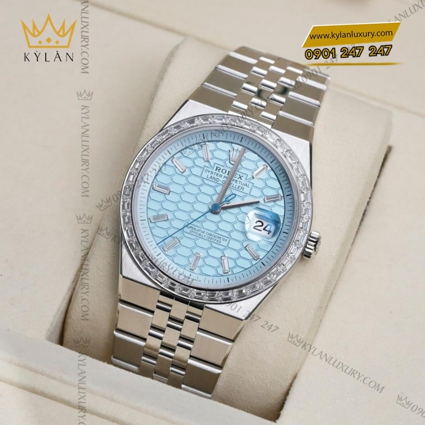 Kỳ Lân Luxury dong ho rolex land dweller 40 m127386 nam kim cuong 4 Đồng hồ Rolex Land Dweller 40 ice blue vành kim 127386TBR-0001