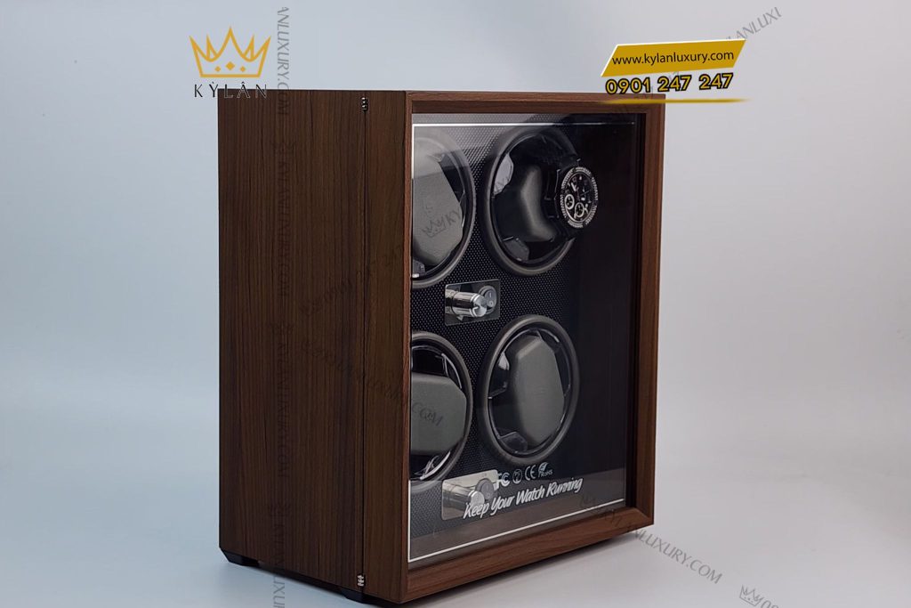 Kỳ Lân Luxury hop xoay dong ho cao cap 4 ngan xoay 2 2 Hộp xoay đồng hồ gỗ cao cấp 4 ngăn xoay